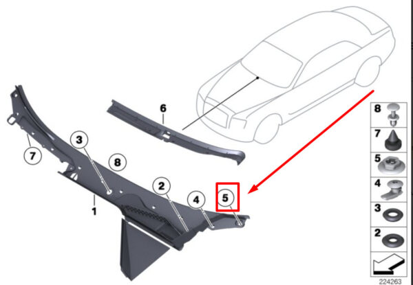 51717110861 - NEW BMW 5 E60 GRILL EXTERIOR 51717110861 7110861 GENUINE