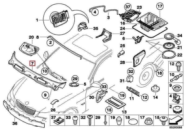 51717161034 - BMW E92 E93 E93 front windshield panel cover genuine 51717161034