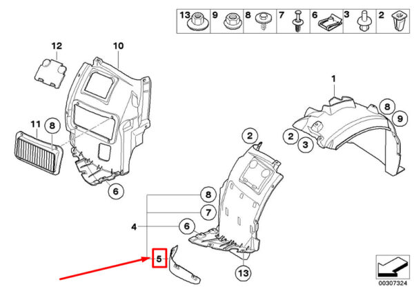 51717178142 - BMW 1 Coupe E82 Front Right Push Lip 51717178142 7178142 NEW Original