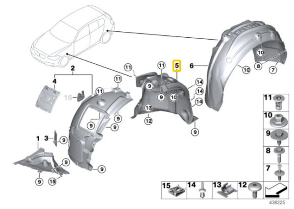 51717241846 - OEM GENUINE BMW F20 F21 F22 F23 COVER WHEELHOUSING REAR FRONT RIGHT 51717241846