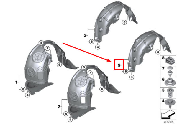 51717290767 - NEW MINI COOPER F55 REAR LEFT WHEEL HOUSING COVER 51717290767 7290767