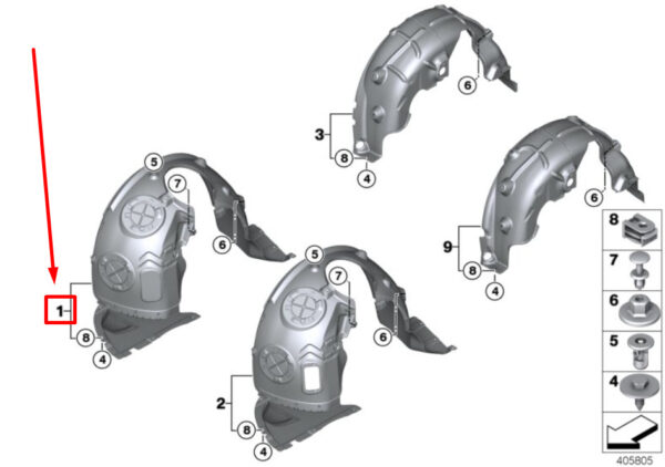 51717290789 - NEW MINI F55 F56 WHEEL COVER LINER CASE COVER FRONT LEFT 7290789