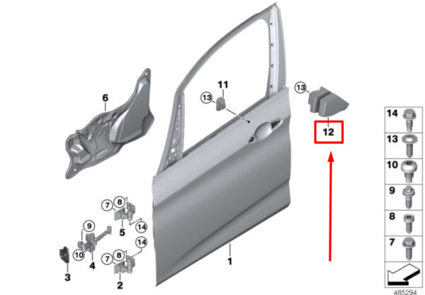 51717297442 - BMW 2 F45 front right door exterior crashpad 51717297442 7297442 NEW original