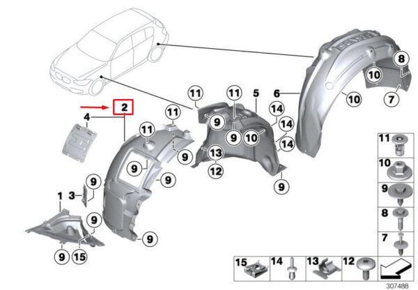 51717312840 - BMW 2 F22 fenders front right inside, front 7312840 51717312840, part
