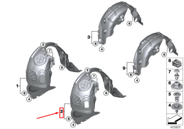 51717319760 - MINI COOPER F56 FRONT RIGHT INNER FENDER TRIM 51717319760 NEW GENUINE