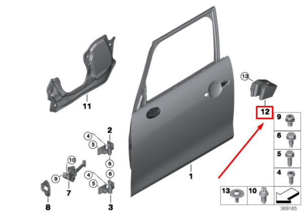 51717322380 - NEW MINI COOPER F55 FRONT RIGHT DOOR CRASHPAD 7322380 51717322380 GENUINE