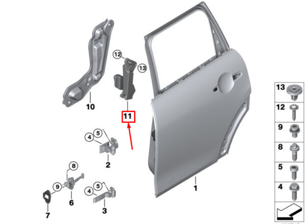 51717322419 - NEW MINI COOPER F55 REAR LEFT DOOR CRASH PAD 51717322419 7322419 ORIGINAL