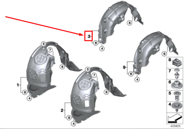 51717346039 - NEW MINI CLUBMAN F54 REAR LEFT WHEEL HOUSING COVER 51717346039 7346039