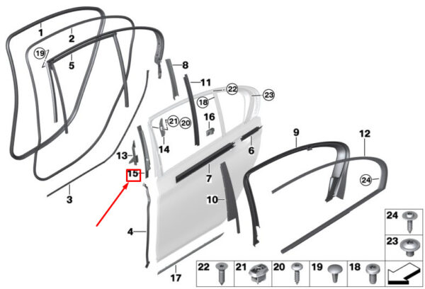 51717383832 - BMW 7 G11 door frame mount rear right 517173832 NEW original