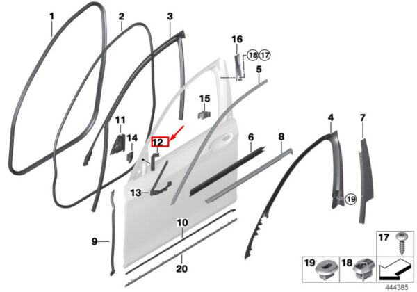 51717449943 - BMW 7 G11 acoustic foam front left, part 51717449943, new original