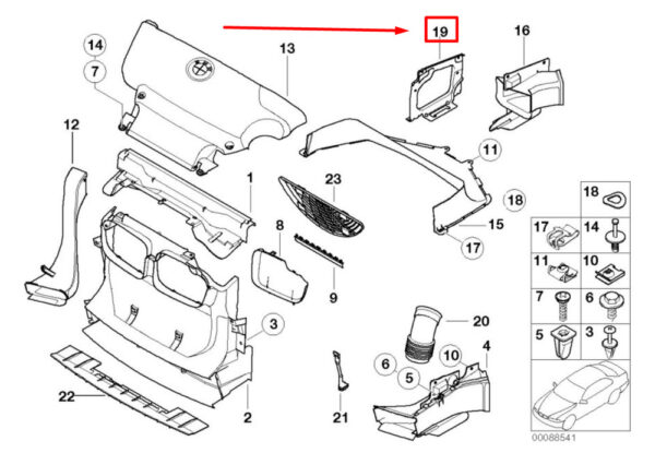 51717894722 - BMW 3 Series E46 duct mount front right 7894722 517894722 NEW ORIGINAL