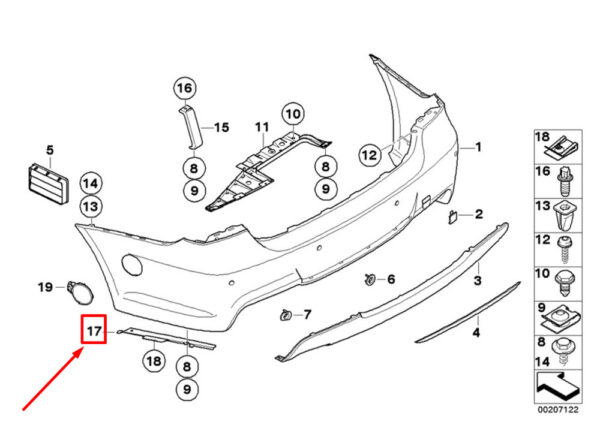 51718044576 - BMW 3 Series E90 rear right insert filling 51718044576 8044576 NEW ORIGINAL