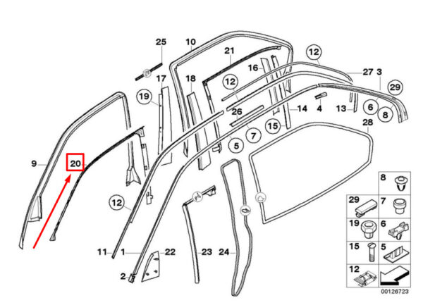 51718174494 - NEW BMW 7 E38 FRONT RIGHT DOOR SEALING RUBBER 8174494 51718174494 ORIGINAL