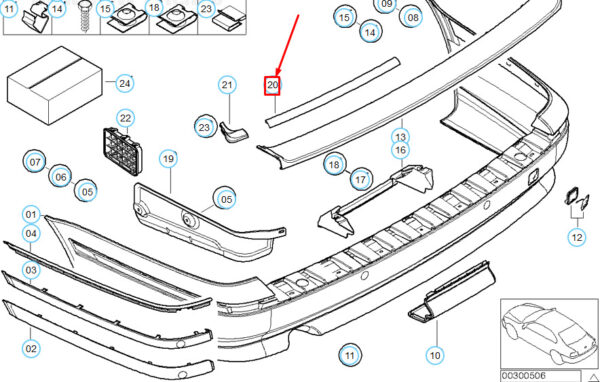 51718204699 - BMW 5 E39 Rear Bumper Center Seal 51718204699 8204699 NEW GENUINE