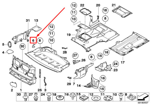 51718205903 - NEW BMW 5 E39 LEFT ENGINE COMPARTM. PROTEC. BRACKET 51718205903 8205903 GENUINE