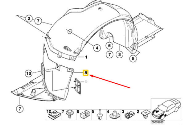 51718265467 - NEW OEM BMW 3 E46 FRONT LEFT WHEEL HOUSING LINER FRONT PART 51718265467 GENUINE