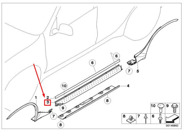 51718403077 - NEW BMW X5 E53 LEFT FOOTBOARD COVER 51718403077 8403077 ORIGINAL