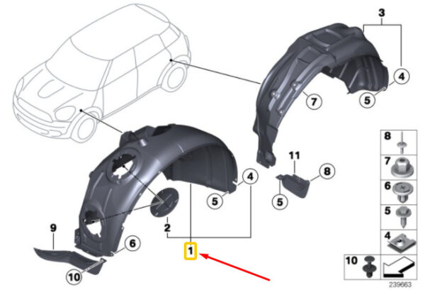 51719807831 - MINI COUNTRYMAN R60 Front Left Wheel Case Cover 51719807831 NEW GENUINE