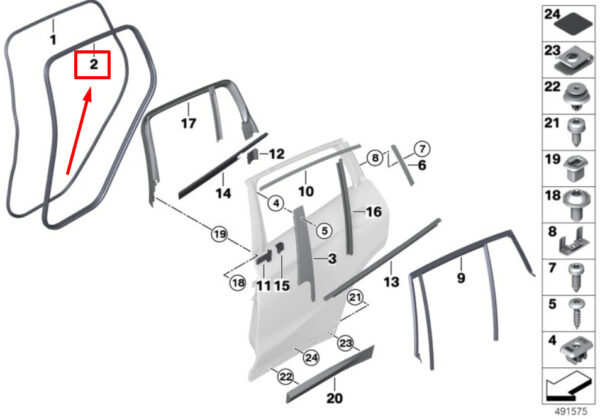 51727468929 - NEW BMW G02 M F98 REAR EDGE GUARD DOOR 51727468929 19-19 GENUINE