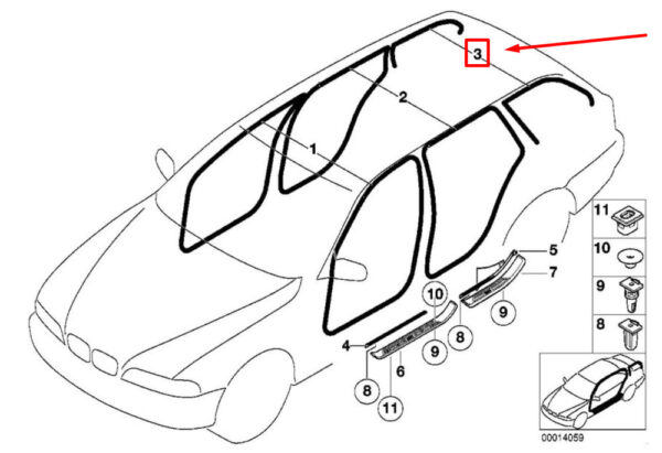 51728190632 - NEW BMW 5 E39 EDGE PROTECTION RIGHT ANTHRAZIT 8190632 51728190632 ORIGINAL