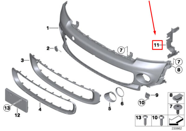 51747250782 - MINI COUPE R58 Air Channel Front Right Bumper 51747250782 NEW GENUINE