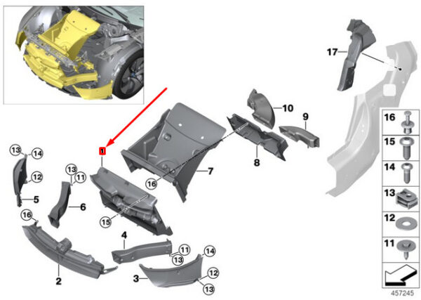 51747355434 - NEW BMW I8 I12 AIR DUCT 51747355434 7355434 ORIGINAL