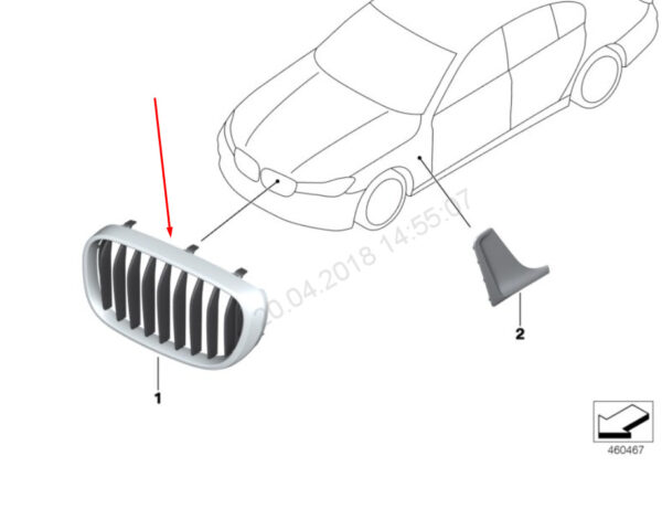 51747357985 - NEW BMW 7 G11 RADIATOR LEFT GRILLE NIVI 51747357985 7357985 2016 OEM