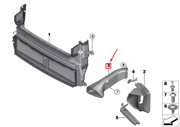 51747365908 - MINI CLUBMAN F54 RIGHT BRAKE AIR DUCT 7365908 51747365908 NEW GENUINE