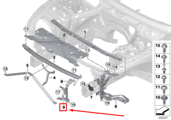 51747449411 - NEW BMW M8 G16 LEFT SUPPORT RAG 51747449411 7449411 ORIGINAL