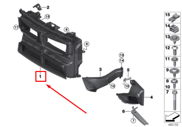 51748068904 - NEW BMW X1 F48 AIR CHANNEL WITH FLAP CONTROL 8068904 51748068904 ORIGINAL