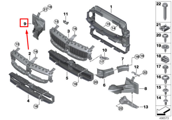 51748071400 - BMW 3 Series G20 radiator air duct shifted right 51748071400 8071400 NEW ORIGINAL