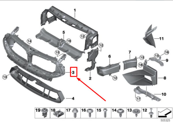 51748074837 - NEW BMW 8 COUPE F92 FRONT BUMPER TOP AIR DUCT 8074837 51748074837 ORIGINAL