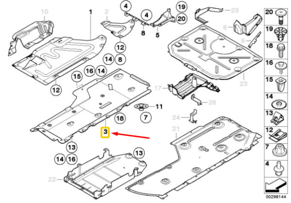 51757059392 - NEW BMW 3 TOURING E91 RIGHT SIDE UNDERBODY COVER 51757059392 7059392 ORIGINAL