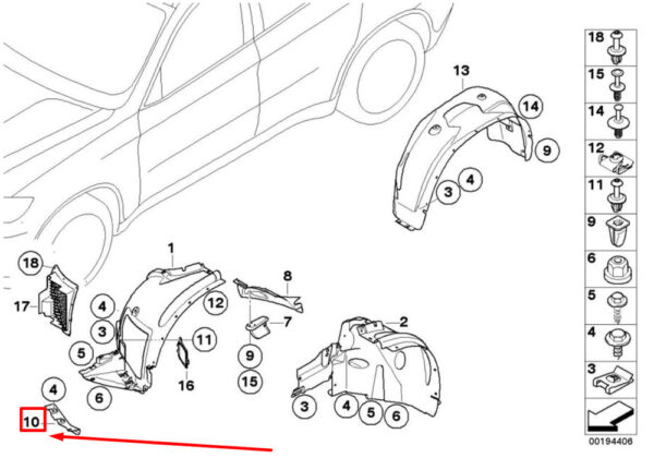 51757188837 - NEW BMW X5 E70 X6 E71 FRONT LEFT PRESSURE CLIP 51757188837 10-13 ORIGINAL