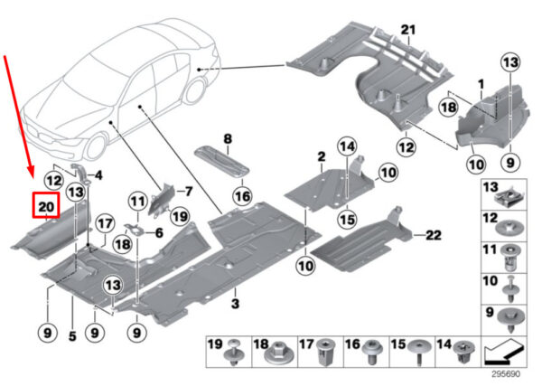 51757284934 - NEW BMW 3 F30, F80 EXHAUST SYSTEM UNDERBODY SHIELD 51757284934 7284934 ORIGINAL
