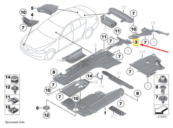51757312831 - NEW OEM BMW 5 F10 UNDERFLOOR COATING LEFT TANK COVERING 51757312831 GENUINE