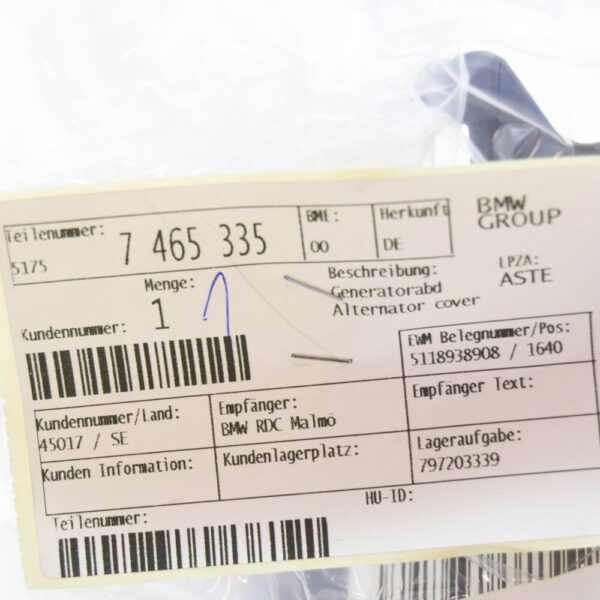 51757465335 - BMW 1 F21 Alternator Cover 51757465335 7465335 NEW GENUINE