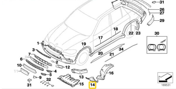 51758037346 - NEW BMW X5 E70 M FRONT RIGHT ENGINE ADAPTER 51758037346 ORIGINAL