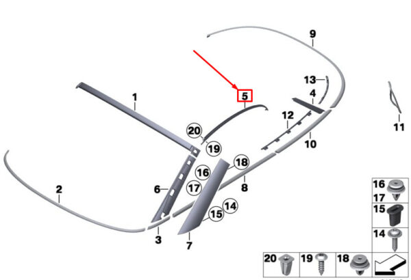 51762759201 - NEW MINI R58 (2010-2015) COUPE LEFT FRONT DOOR SEALING MOUNTING 2759201 ORIGINAL