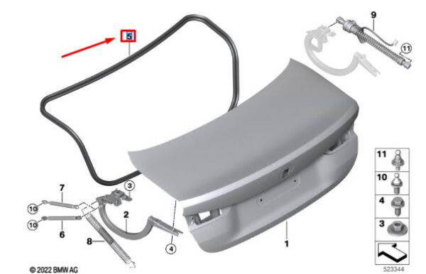 51765A05999 - BMW 4 COUPE G22 TAILGATE RUBBER SEAL 51765A05999 NEW GENUINE