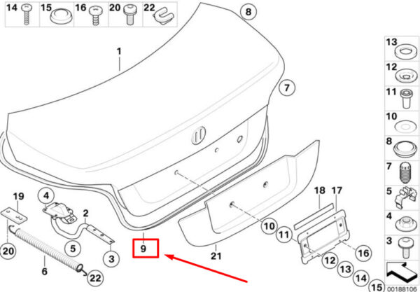 51767110420 - BMW 5 E60 trunk lid gasket 7110420 51767110420 NEW ORIGINAL