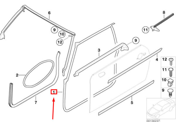 51767151384 - MINI COOPER R56 Front Right Door Seal Rubber 51767151384 NEW GENUINE