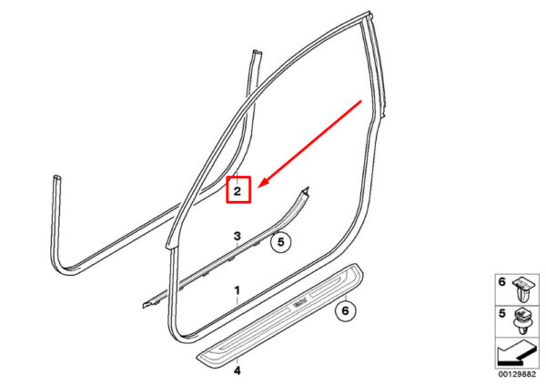51767176599 - BMW 6 Convertible E64 Door Gasket Bottom 51767176599 7176599 NEW ORIGINAL