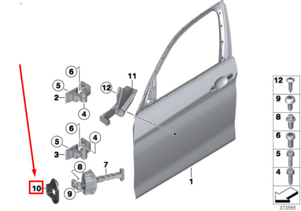 51767263987 - BMW 3 F30, F80 door stop gasket front left 7263987 51767263987 NEW ORIGINAL