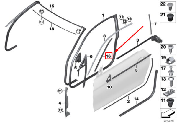 51767279768 - BMW 4 convertible F33 F83 gasket A-pillar front right 51767279768 7279768 NEW