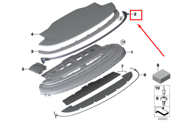 51767295228 - BMW 4 CONVERTIBLE F33, F83 HOOD FLAP SEAL 51767295228 7295228 NEW GENUINE