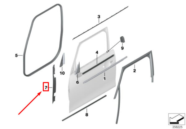51767322455 - NEW MINI COOPER F55 FRONT LEFT DOOR A-PILLAR SEAL 7322455 51767322455 GENUINE