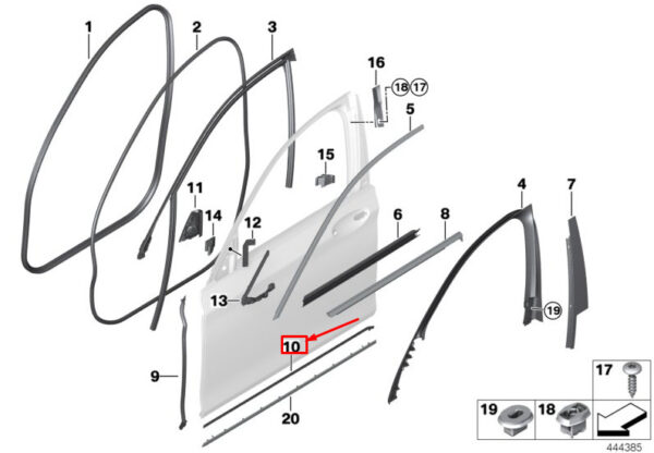 51767341642 - NEW BMW 7 G11 FRONT RIGHT DOOR ENTRANCE GASKET 51767341642