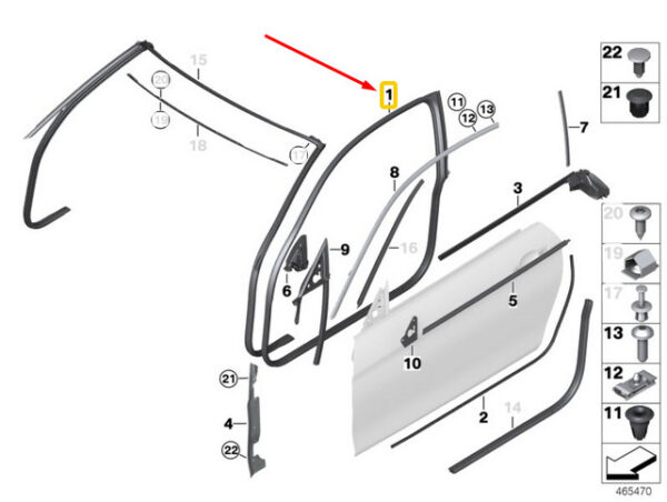 51767369303 - NEW OEM BMW 4 COUPE F32 FRONT LEFT DOOR EDGE PROTECTOR 51767369303 GENUINE