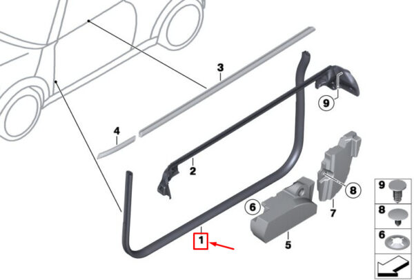 51767371475 - MINI CONVERTIBLE R57 FRONT LEFT DOOR SEAL RUBBER 51767371475 7371475 NEW GENUINE